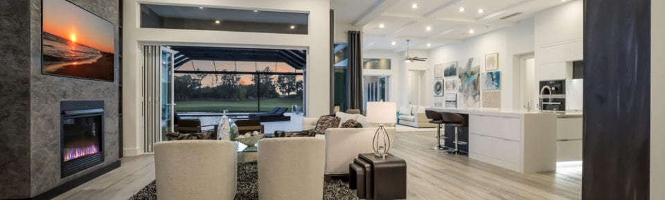 Living room with fireplace