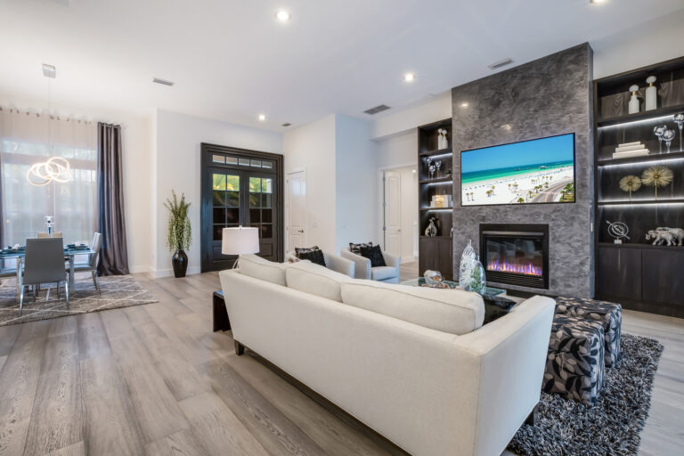 Living room with fireplace