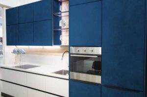 blue kitchen cabinet