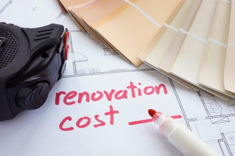 Renovation cost written in red marker beside tile samples