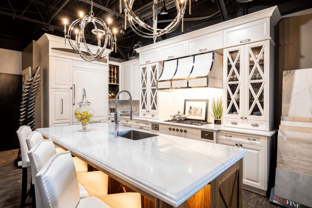 Kitchen with white cabinets