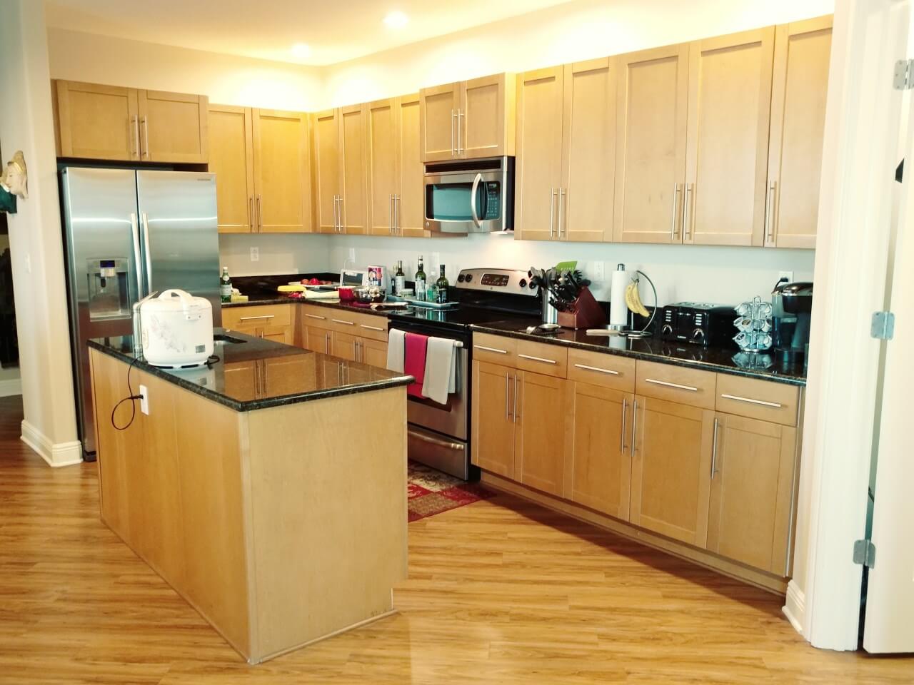 Kitchen with wood cabinets