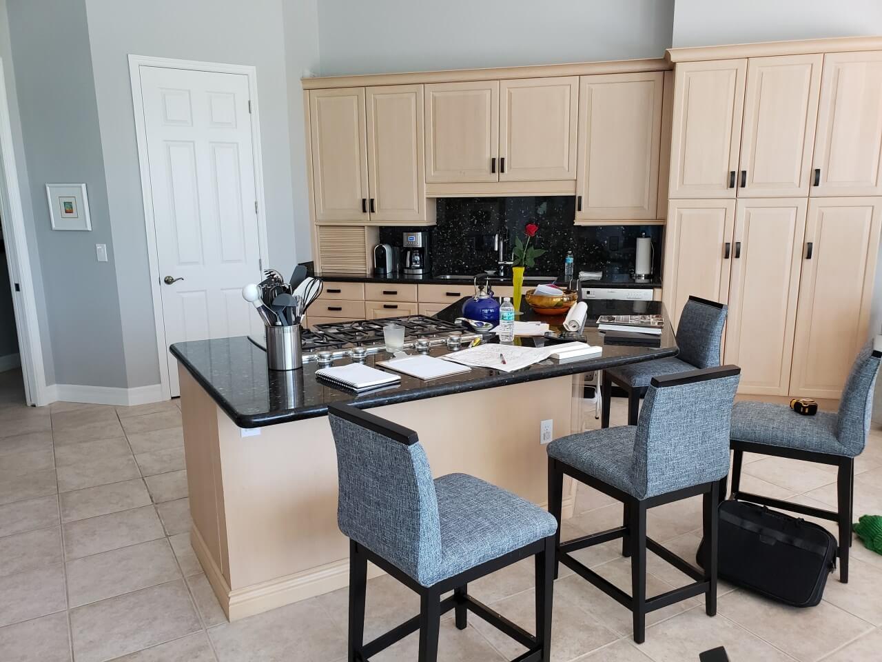 Kitchen with wood cabinets
