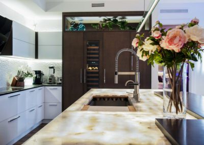Modern kitchen with illuminated countertop
