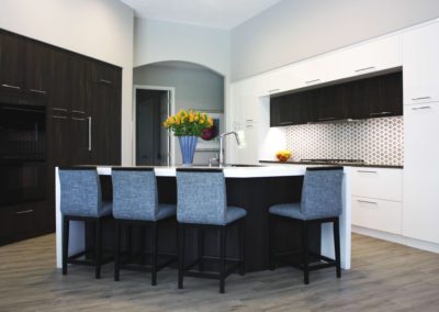 Modern kitchen with built in fridge