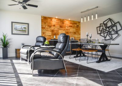 Living room with cork wall