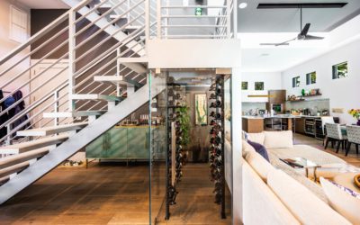 Under-Stair Wine Vault Illuminates Sarasota Home