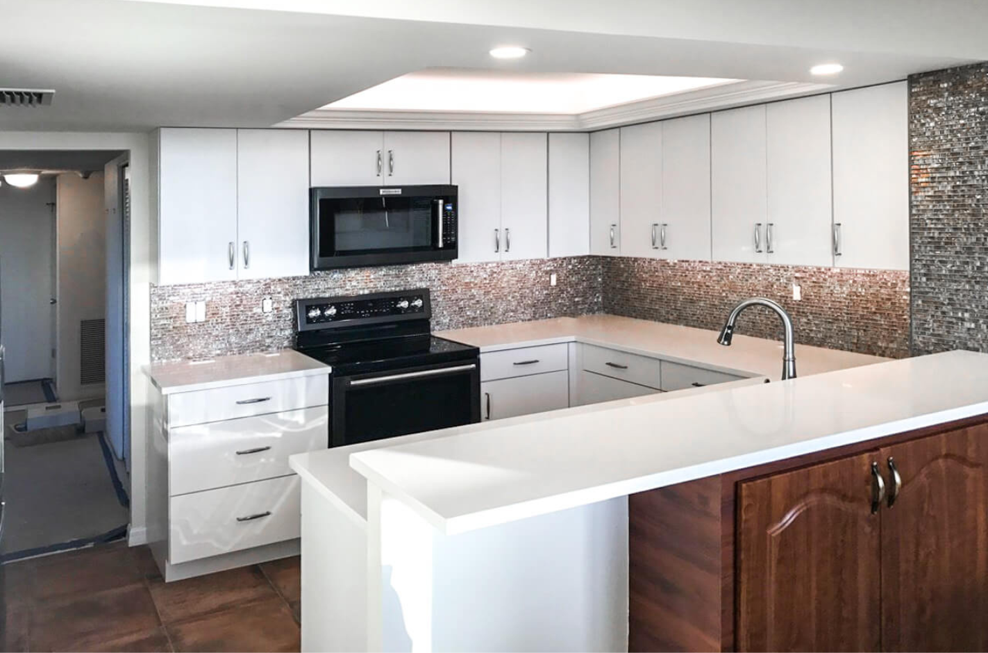 Kitchen with white cabinets