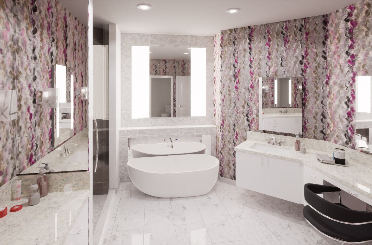 Modern bathroom with freestanding tub