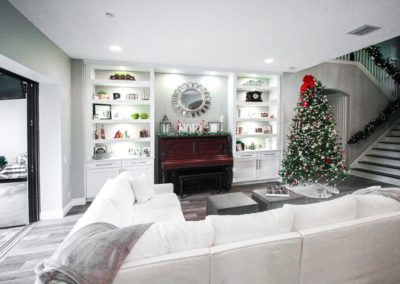 Piano bar next to Christmas tree