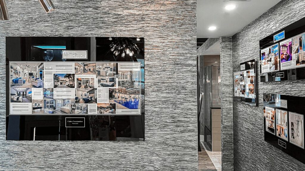 Wall of textured gray wallpaper