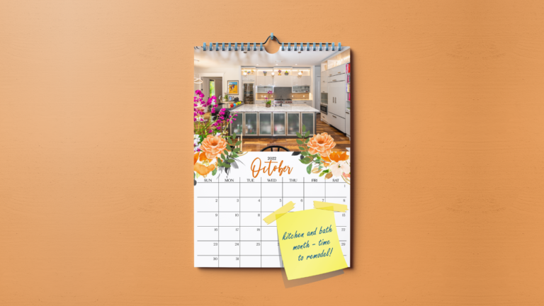 October calendar on orange wall