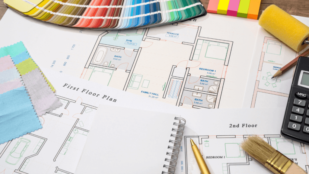 Color samples on floor plan drawings