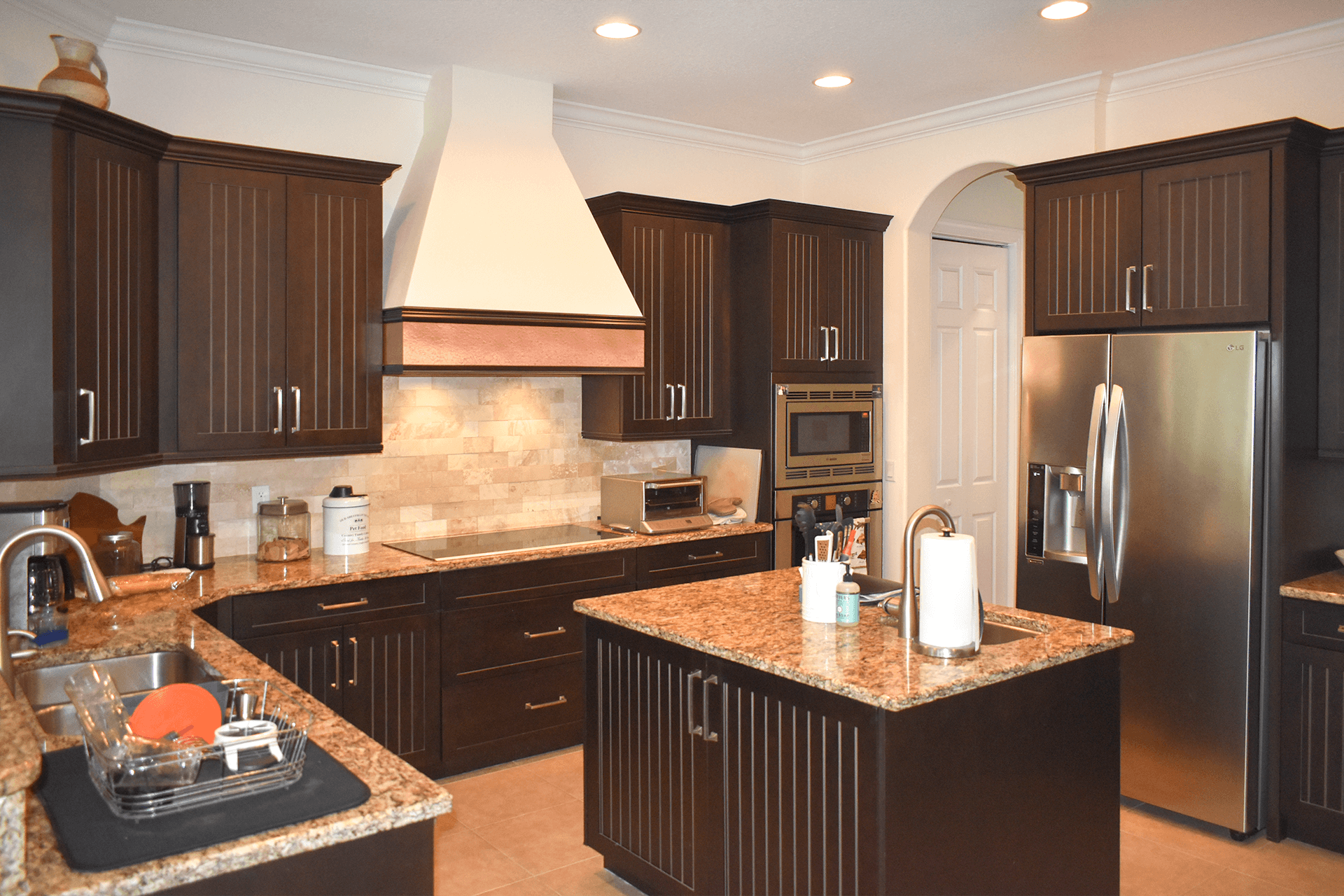 Kitchen with wood cabinets