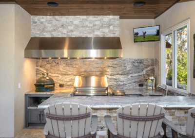 Outdoor kitchen with hood