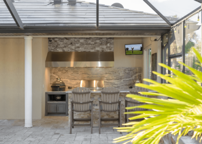 Outdoor kitchen with hood