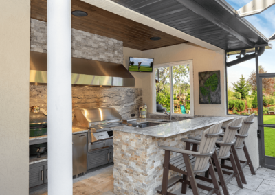 Outdoor kitchen with hood