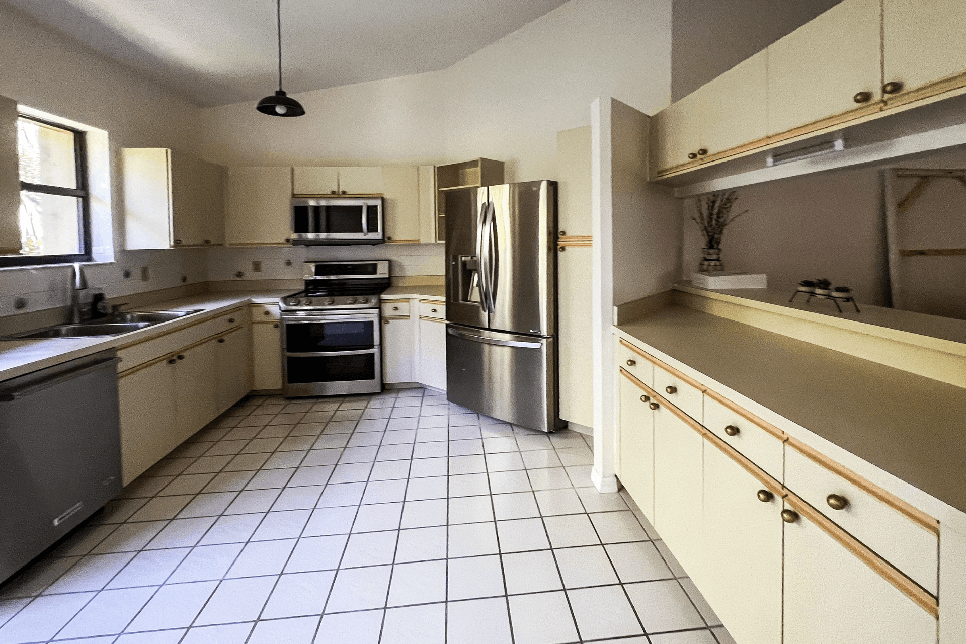 Kitchen with wood cabinets