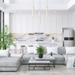 White living room by window