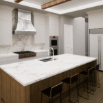 Render of kitchen and island
