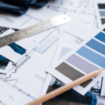 Blue color designs on home plans