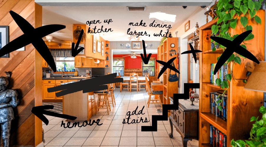 View of dining and kitchen area