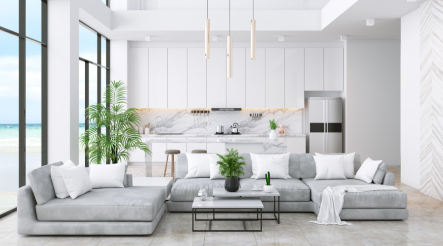 White living room by window