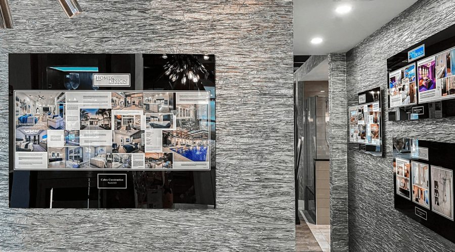 Wall of textured gray wallpaper
