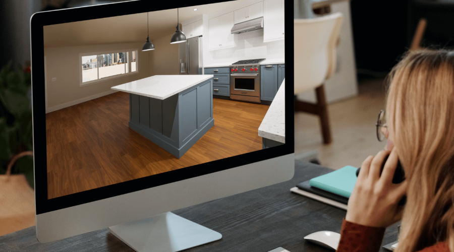 Kitchen render on desktop screen
